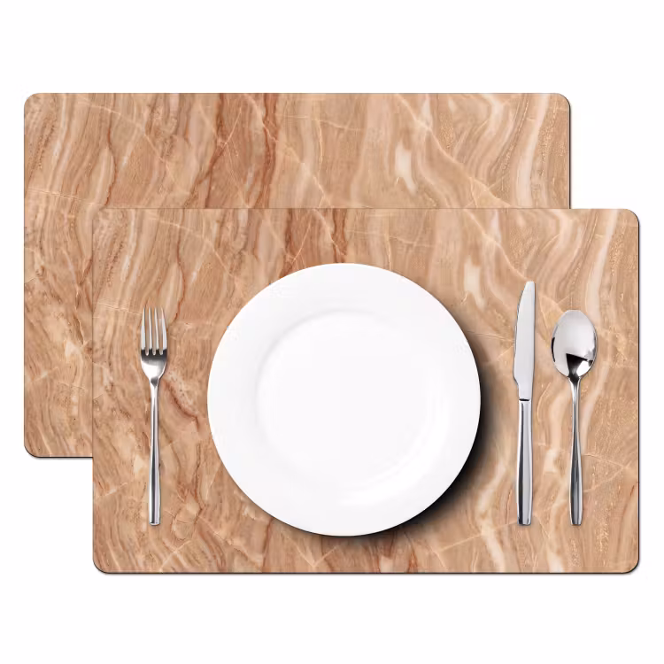 Placemat - 6 stuks - Marmer - Ader - Natuur - Abstract - Beige — 2