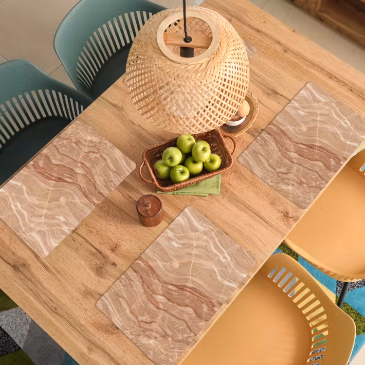 Placemat - 6 stuks - Marmer - Ader - Natuur - Abstract - Beige — 6