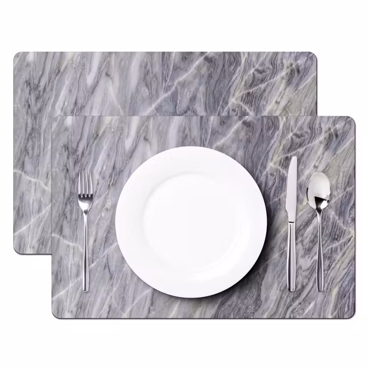 Placemat - 6 stuks - Marmer - Ader - Patroon - Abstract - Grijs — 2