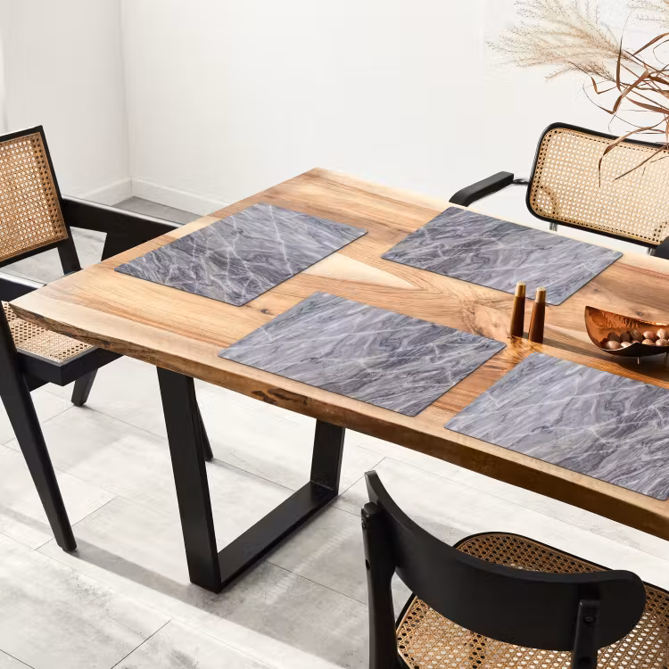 Placemat - 6 stuks - Marmer - Ader - Patroon - Abstract - Grijs — 5