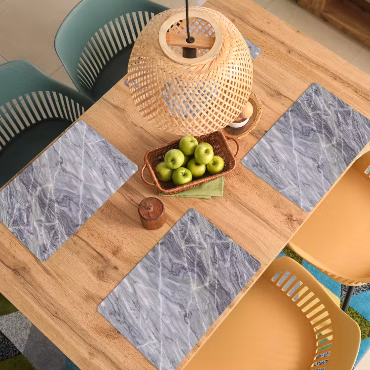 Placemat - 6 stuks - Marmer - Ader - Patroon - Abstract - Grijs — 6