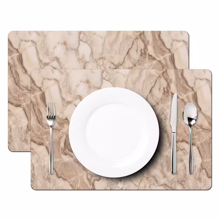 Placemat - 6 stuks - Marmer - Aderen - Textuur - Beige - Modern — 2