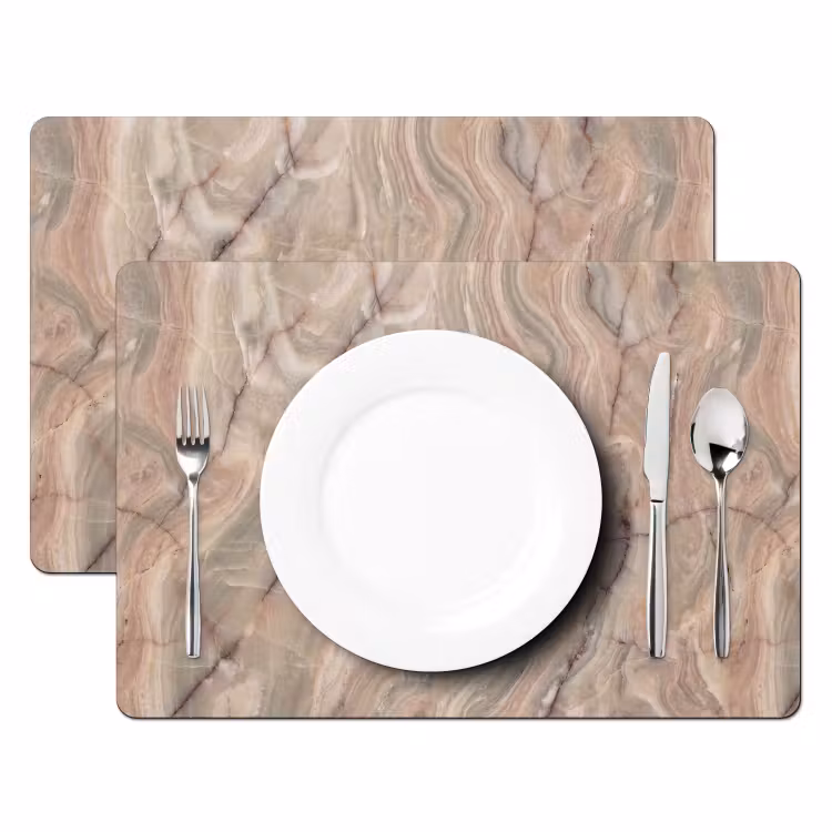 Placemat - 6 stuks - Marmer - Patroon - Abstract - Beige - Groen — 2