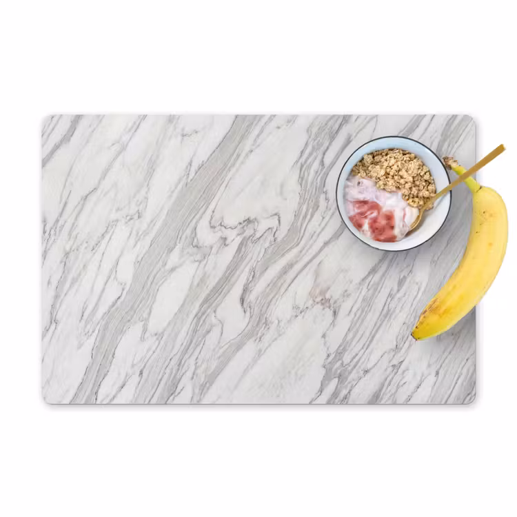 Placemat - 6 stuks - Marmer - Wit - Grijs - Structuur - Modern — 1
