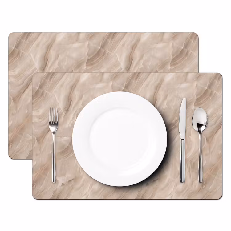 Placemat - 6 stuks - Steen - Golvend - Abstract - Beige — 2