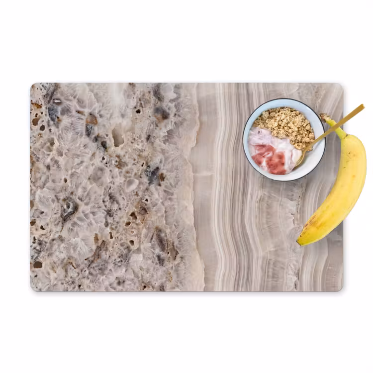 Placemat - 6 stuks - Steen - Textuur - Abstract - Beige - Wit — 1