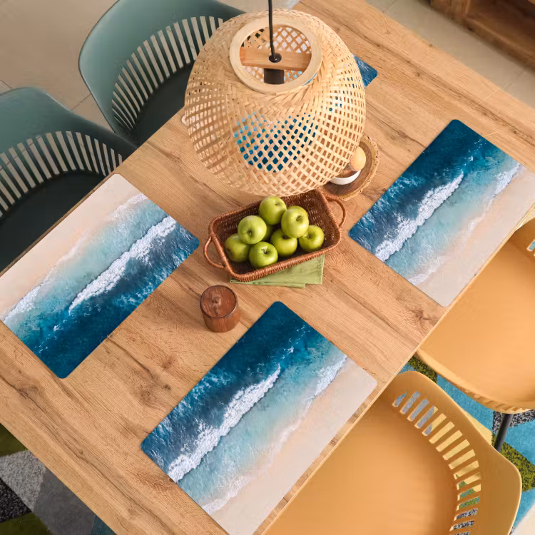 Placemat - 6 stuks - Strand - Zee - Golven - Natuur - Blauw — 6