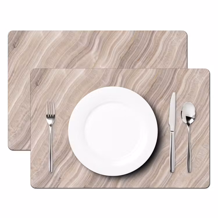 Placemat - 6 stuks - Textuur - Golvend - Abstract - Modern - Beige — 2