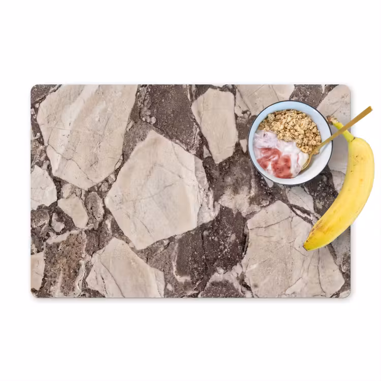 Placemat - 6 stuks - Textuur - Marmer - Abstract - Beige - Bruin — 1