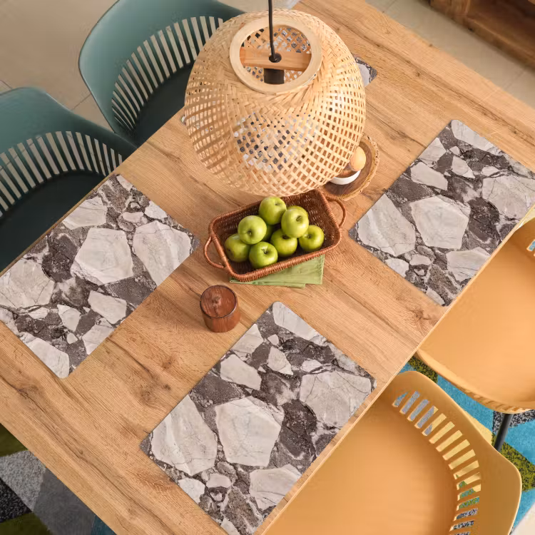 Placemat - 6 stuks - Textuur - Marmer - Abstract - Beige - Bruin — 6