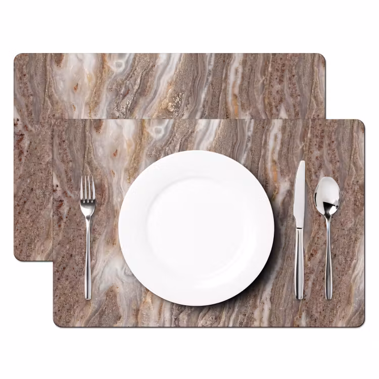 Placemat - 6 stuks - Textuur - Steen - Abstract - Beige — 2