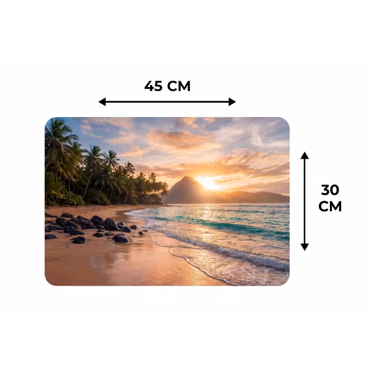 Placemat - 6 stuks - Zee - Berg - Landschap - Tropisch - Goud — 3