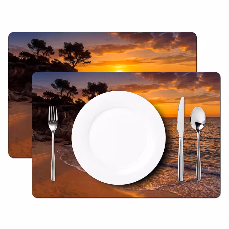 Placemat - 6 stuks - Zee - Kust - Zonsondergang - Natuur - Oranje — 2