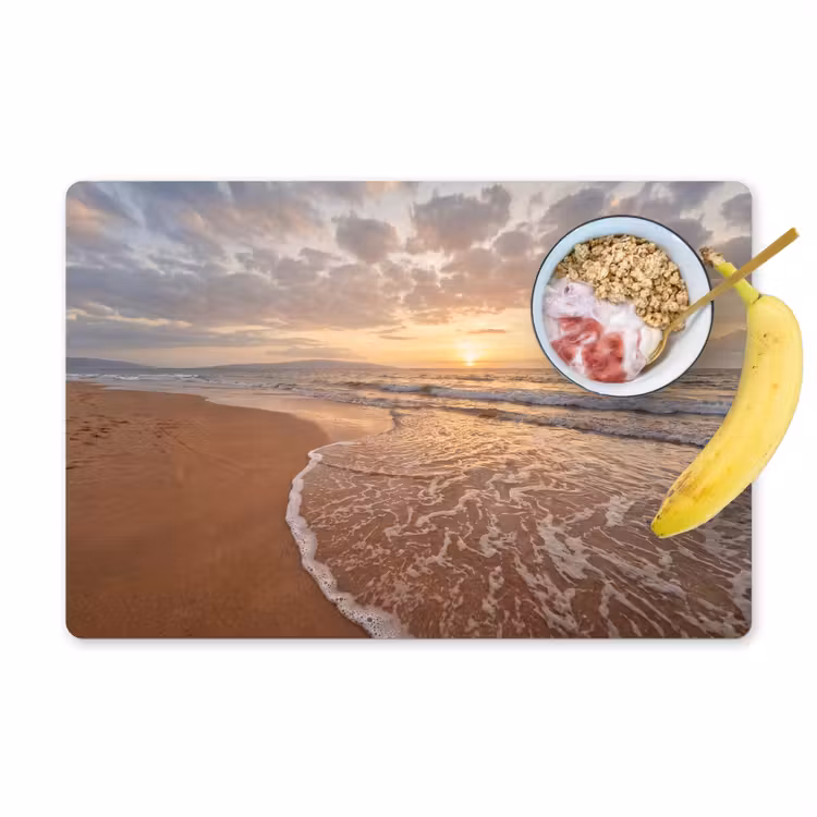 Placemat - 6 stuks - Zee - Kustlijn - Wolken - Landschap - Oranje — 1