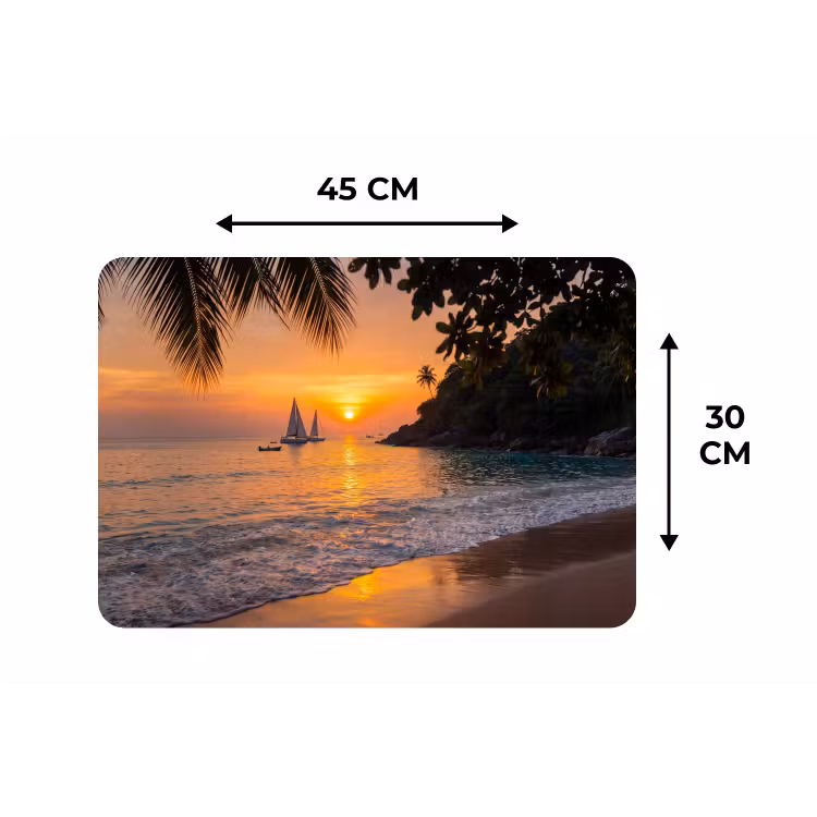Placemat - 6 stuks - Zee - Zonsondergang - Boot - Natuur - Oranje — 3