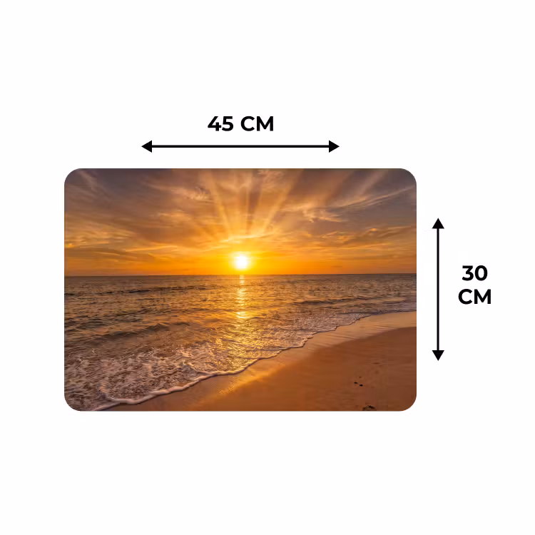Placemat - 6 stuks - Zee - Zonsondergang - Golven - Kust - Oranje — 3