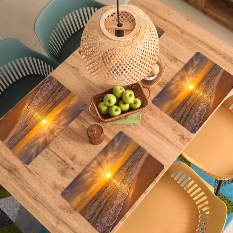 Placemat - 6 stuks - Zee - Zonsondergang - Golven - Kust - Oranje — 6