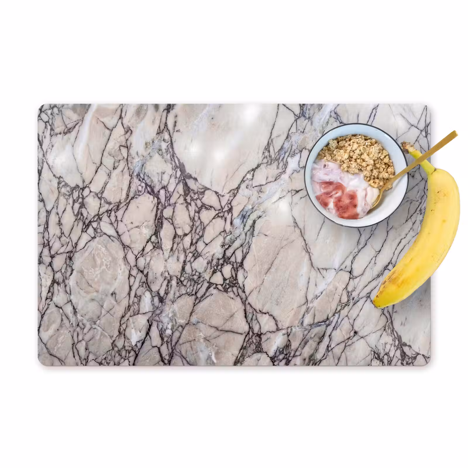 Placemat - 6 stuks - Marmer - Aderen - Patroon - Wit - Grijs — 1