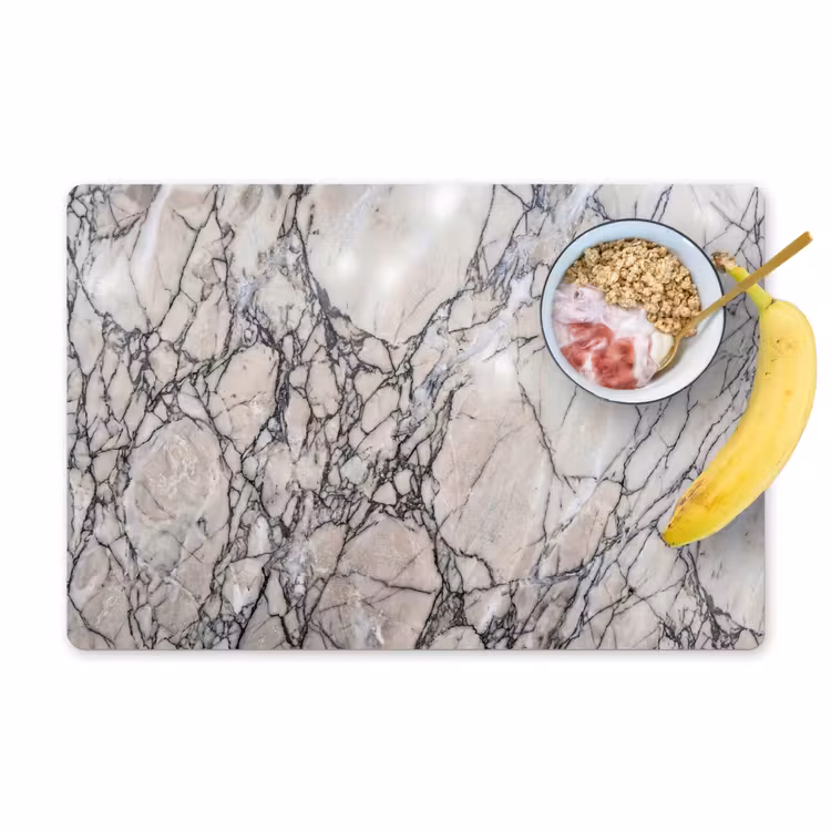 Placemat - 6 stuks - Marmer - Aderen - Patroon - Wit - Grijs — 1