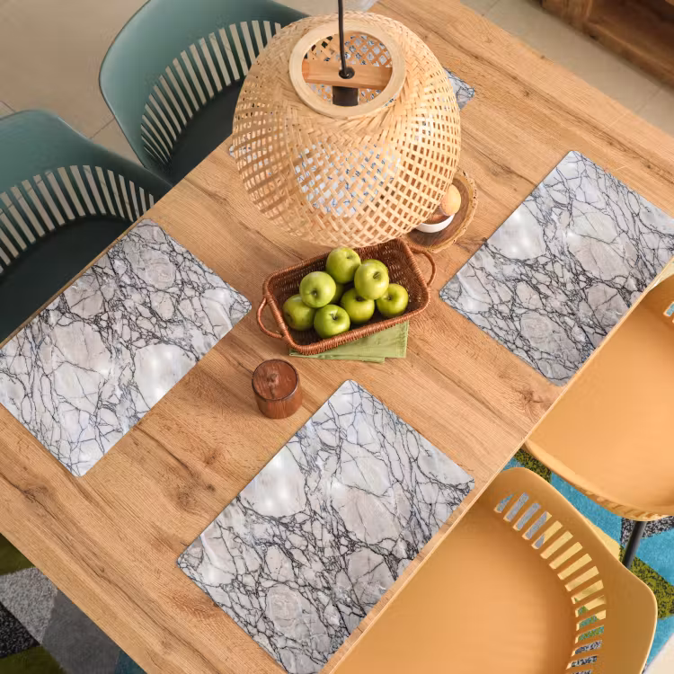 Placemat - 6 stuks - Marmer - Aderen - Patroon - Wit - Grijs — 6