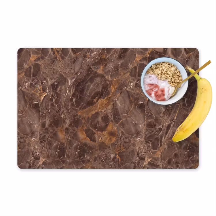 Placemat - 6 stuks - Marmer - Patroon - Natuur - Bruin - Goud — 1