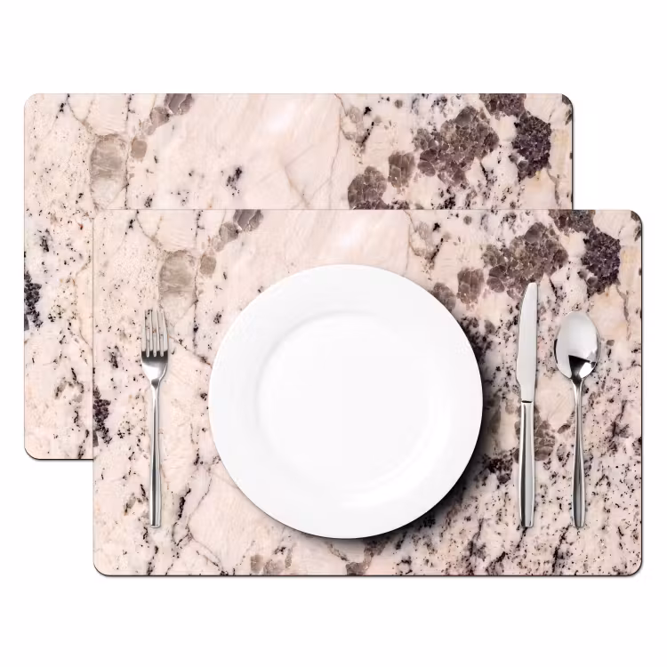 Placemat - 6 stuks - Natuursteen - Patroon - Abstract - Beige - Grijs — 2