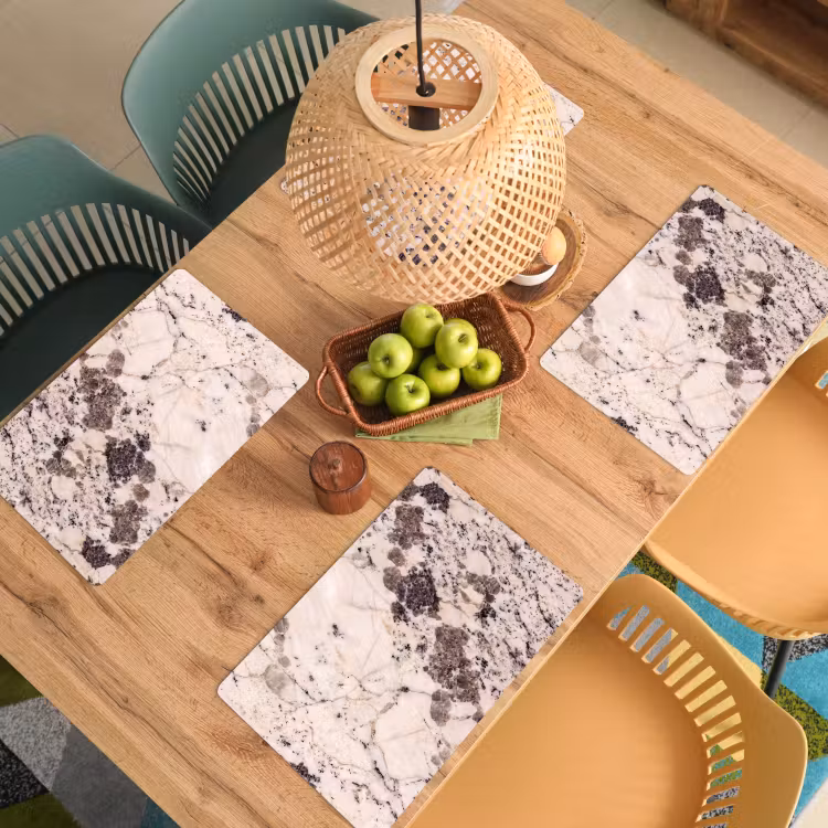 Placemat - 6 stuks - Natuursteen - Patroon - Abstract - Beige - Grijs — 6
