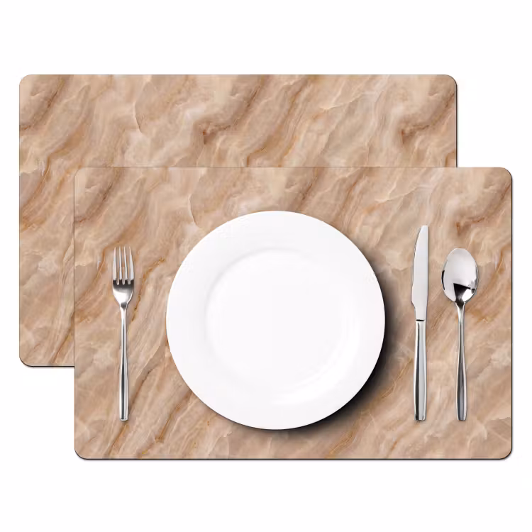 Placemat - 6 stuks - Steen - Ader - Natuur - Modern - Beige — 2
