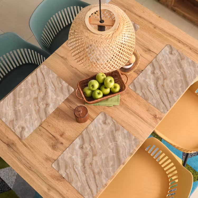 Placemat - 6 stuks - Steen - Ader - Natuur - Modern - Beige — 6