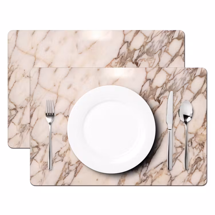 Placemat - 6 stuks - Textuur - Gesteente - Aderen - Abstract - Wit — 2