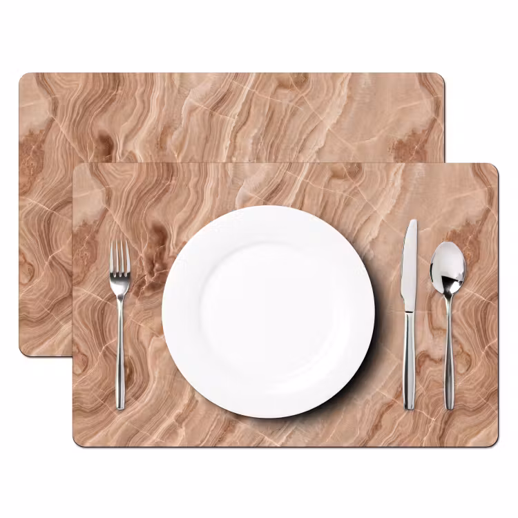 Placemat - 6 stuks - Textuur - Golvend - Abstract - Warm - Bruin — 2