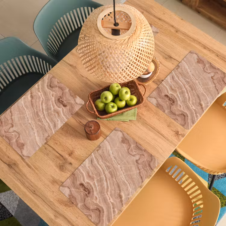 Placemat - 6 stuks - Textuur - Golvend - Abstract - Warm - Bruin — 6