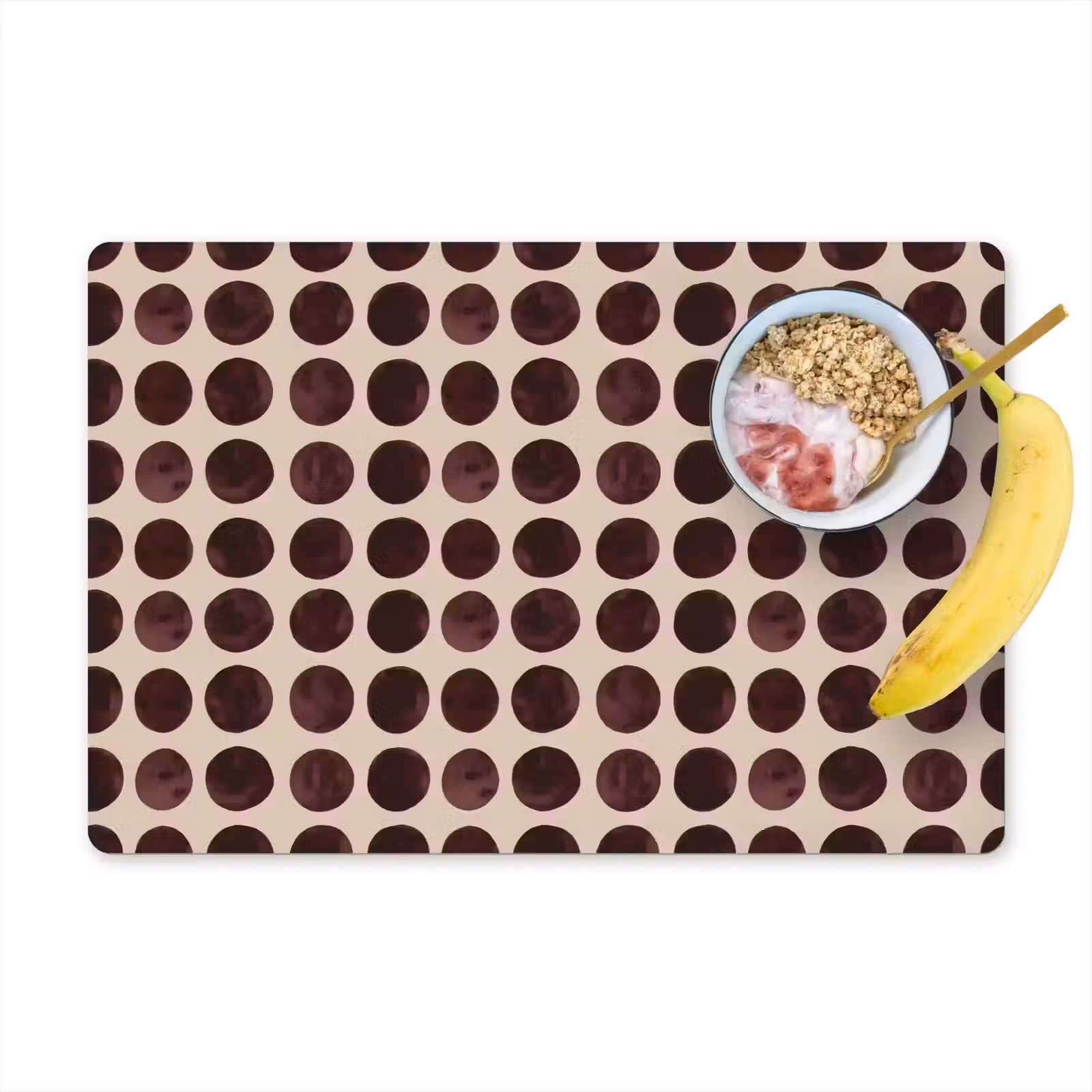 Placemat - 6 stuks - Stippen - Patroon - Bruin — 1