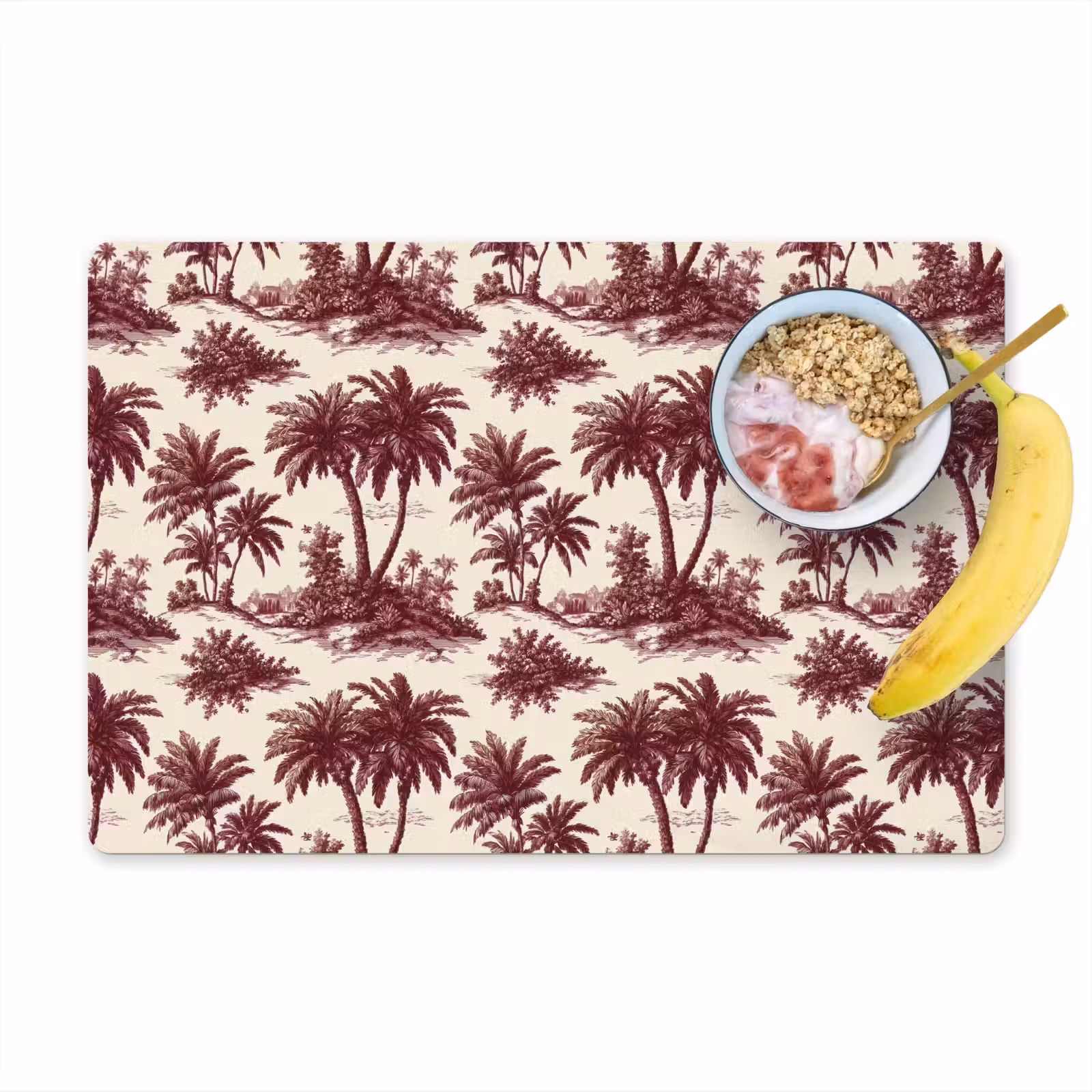 Placemat - 6 stuks - Tropisch - Geometrisch - Bordeauxrood — 1
