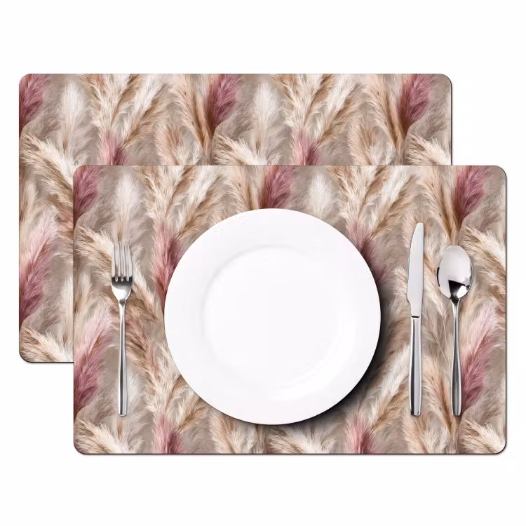 Placemat - 6 stuks - Pampasgras - Pluizig - Kleurrijk — 2