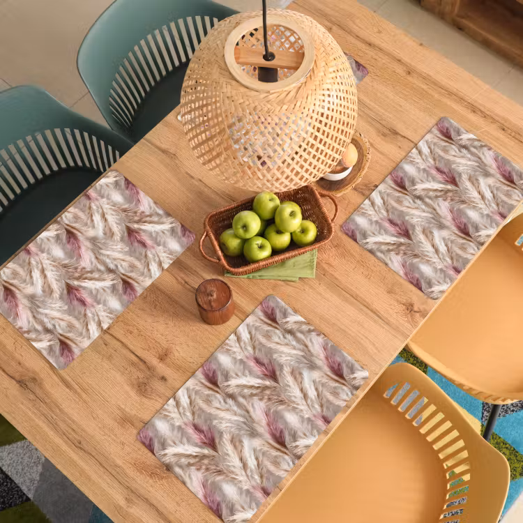 Placemat - 6 stuks - Pampasgras - Pluizig - Kleurrijk — 6