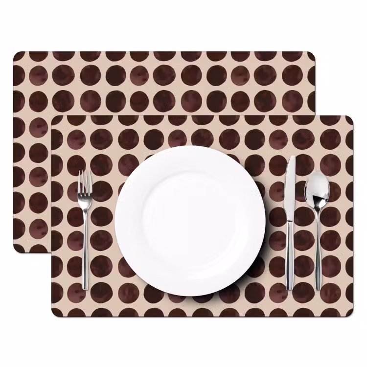 Placemat - 6 stuks - Stippen - Patroon - Bruin — 2