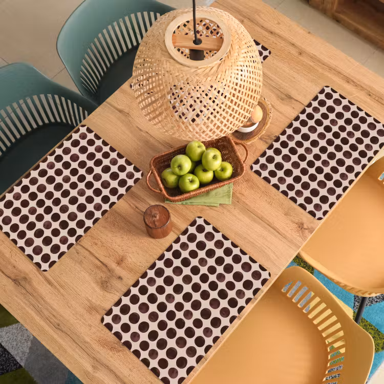 Placemat - 6 stuks - Stippen - Patroon - Bruin — 6