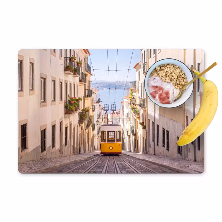 Placemat - 6 stuks - Tram - Straat - Stad - Architectuur - Geel — 1