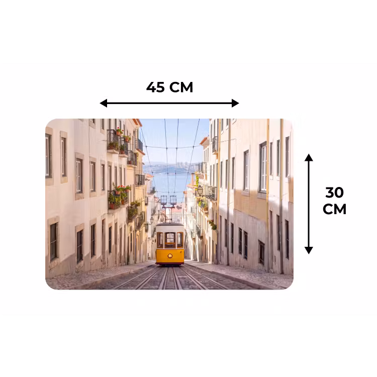 Placemat - 6 stuks - Tram - Straat - Stad - Architectuur - Geel — 3