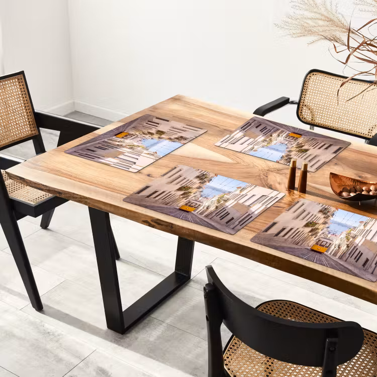 Placemat - 6 stuks - Tram - Straat - Stad - Architectuur - Geel — 5