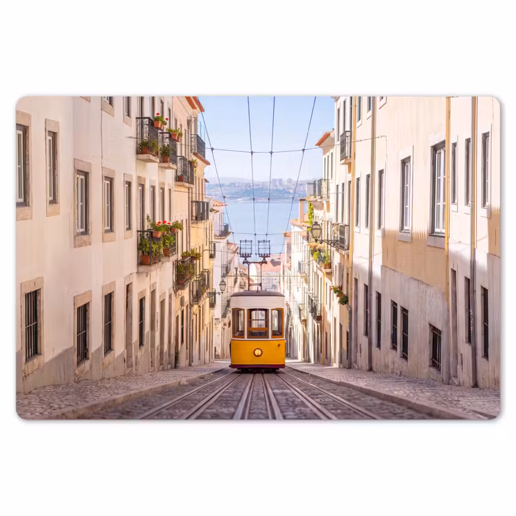 Placemat - 6 stuks - Tram - Straat - Stad - Architectuur - Geel — 7