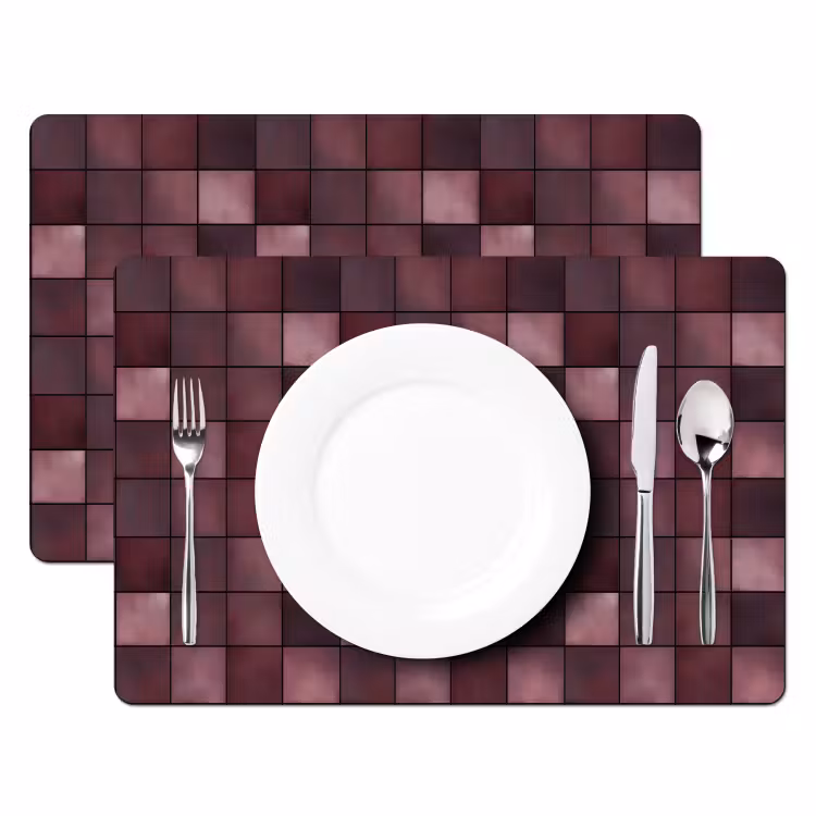 Placemat - 6 stuks - Vierkant - Tegel - Patroon - Paars — 2