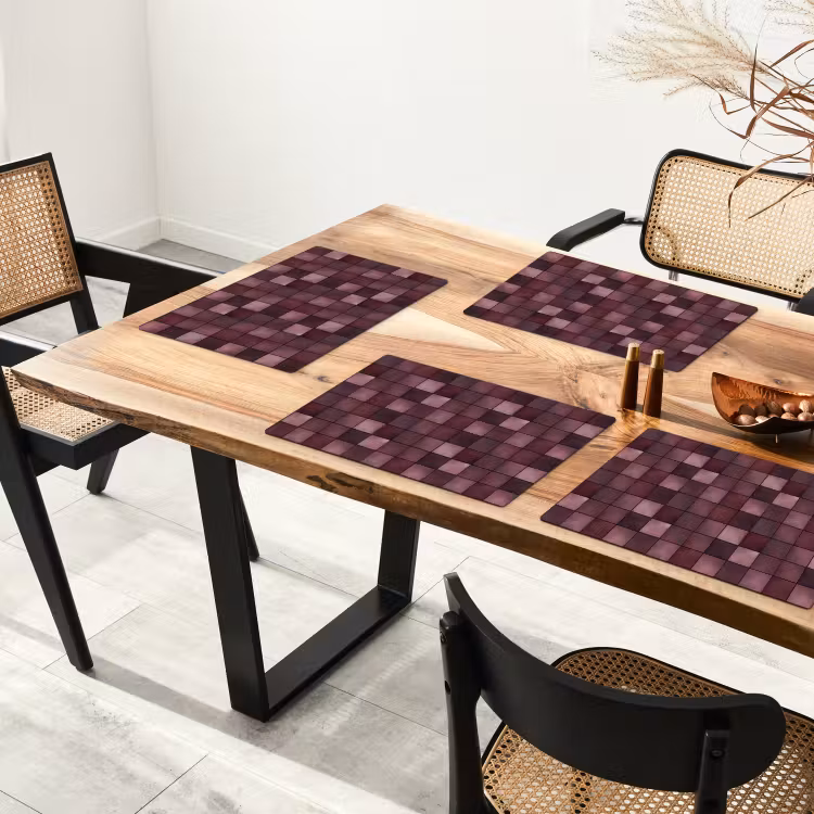 Placemat - 6 stuks - Vierkant - Tegel - Patroon - Paars — 5
