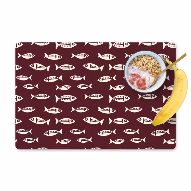 Placemat - 6 stuks - Vissen - Grafisch - Patroon - Donker — 1