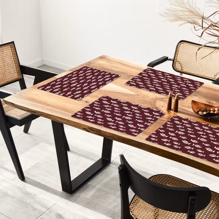 Placemat - 6 stuks - Vissen - Grafisch - Patroon - Donker — 5