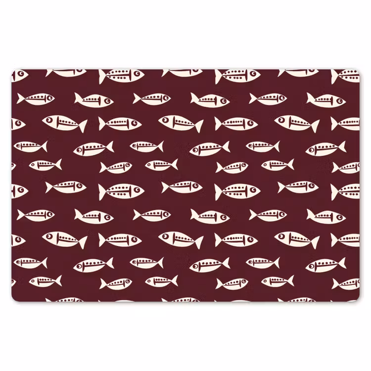 Placemat - 6 stuks - Vissen - Grafisch - Patroon - Donker — 7