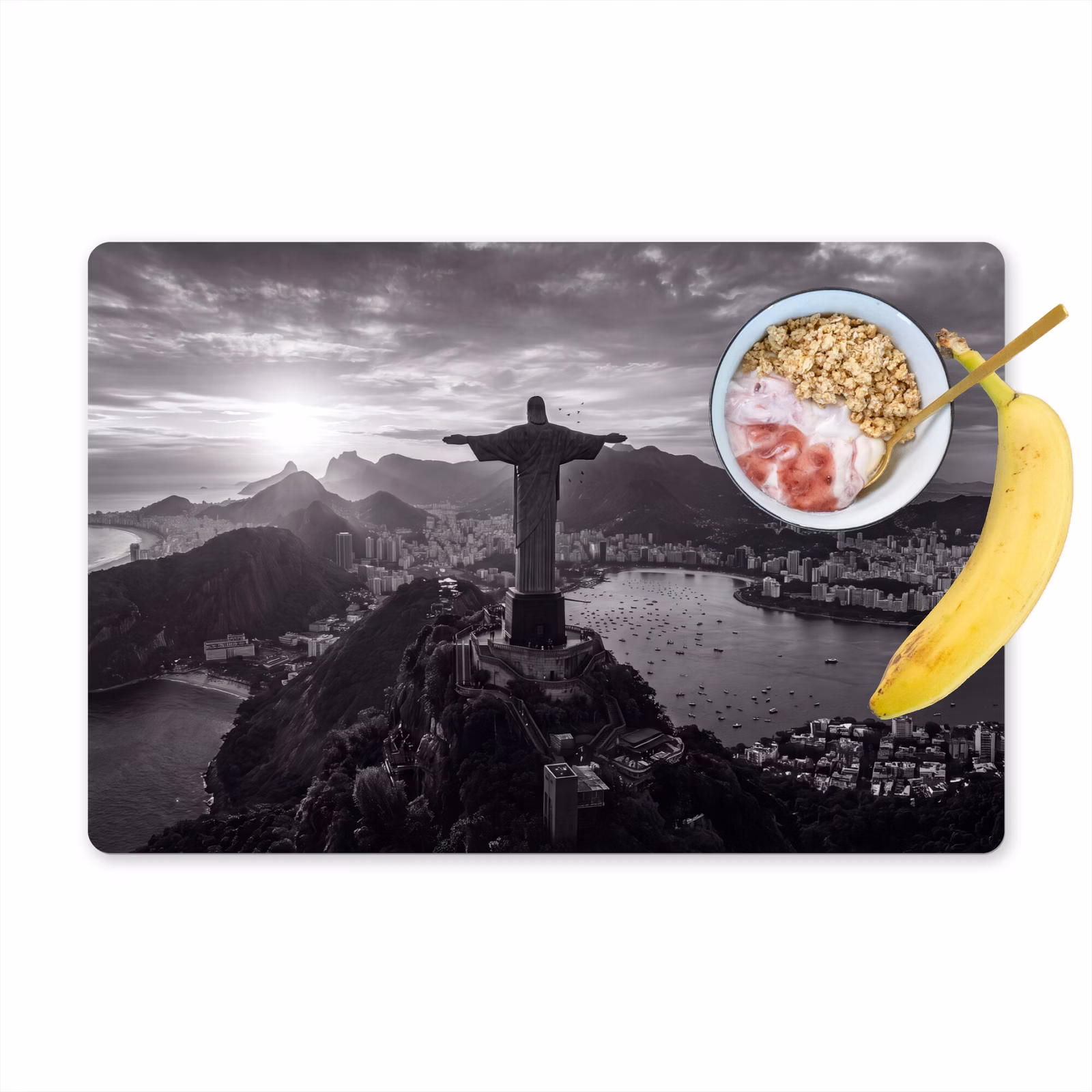Placemat - 6 stuks - Monument - Stadsgezicht - Landschap - Zwart-wit — 1