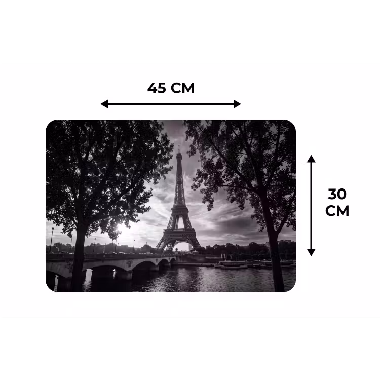 Placemat - 6 stuks - Eiffeltoren - Parijs - Rivier - Architectuur - Zwart-wit — 3