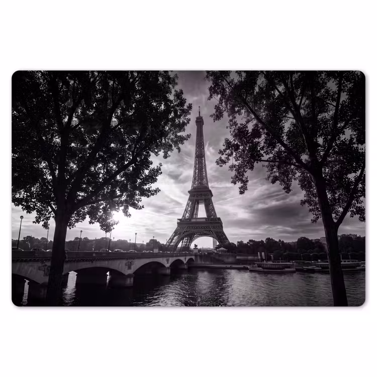 Placemat - 6 stuks - Eiffeltoren - Parijs - Rivier - Architectuur - Zwart-wit — 7